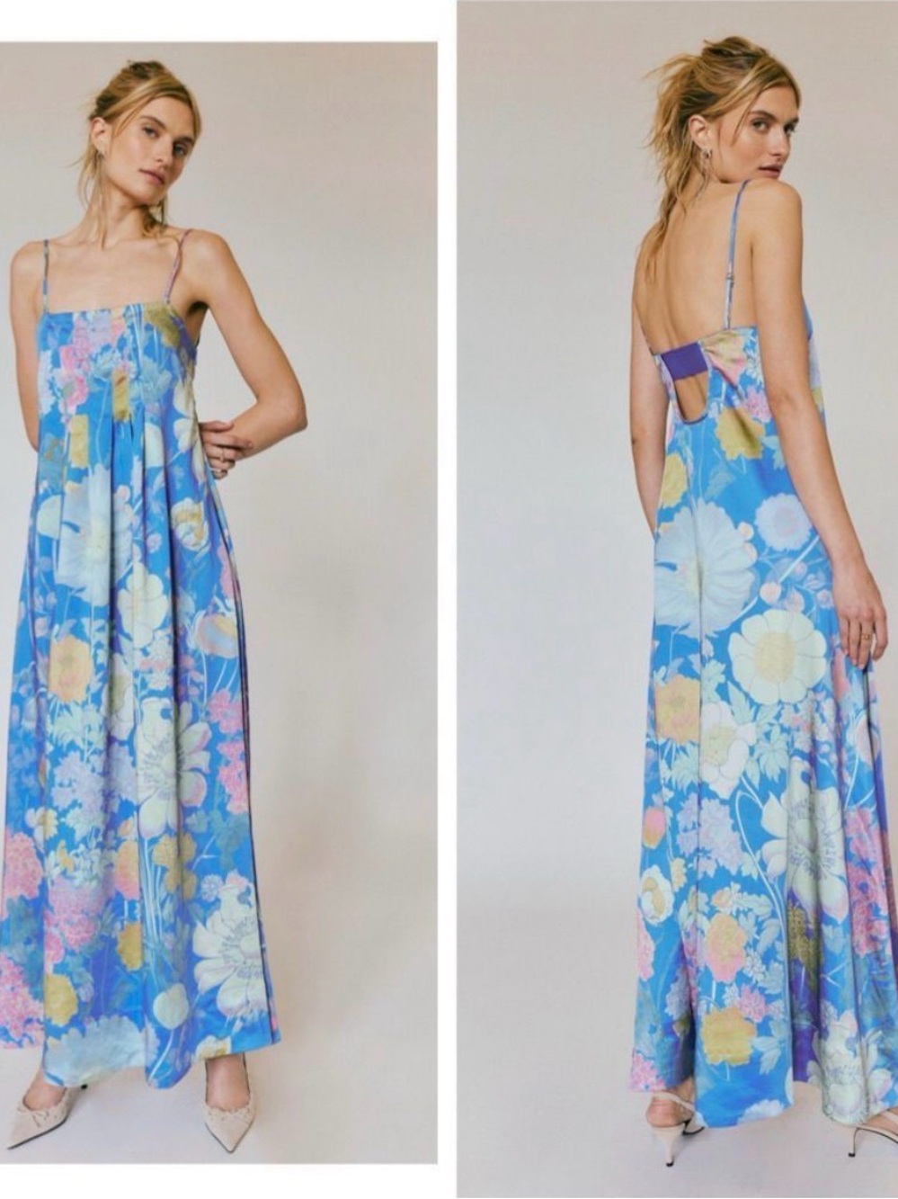 Free People Blue Floral Slip Maxi Dress
